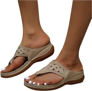 Eduavar Womens Sandals Comfortable, Sandals Women Dressy Summer Comfy Flip Flops Sandals Breathable Open Toe Flat Sandals