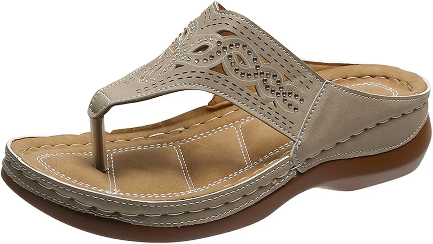 Eduavar Womens Sandals Comfortable, Sandals Women Dressy Summer Comfy Flip Flops Sandals Breathable Open Toe Flat Sandals