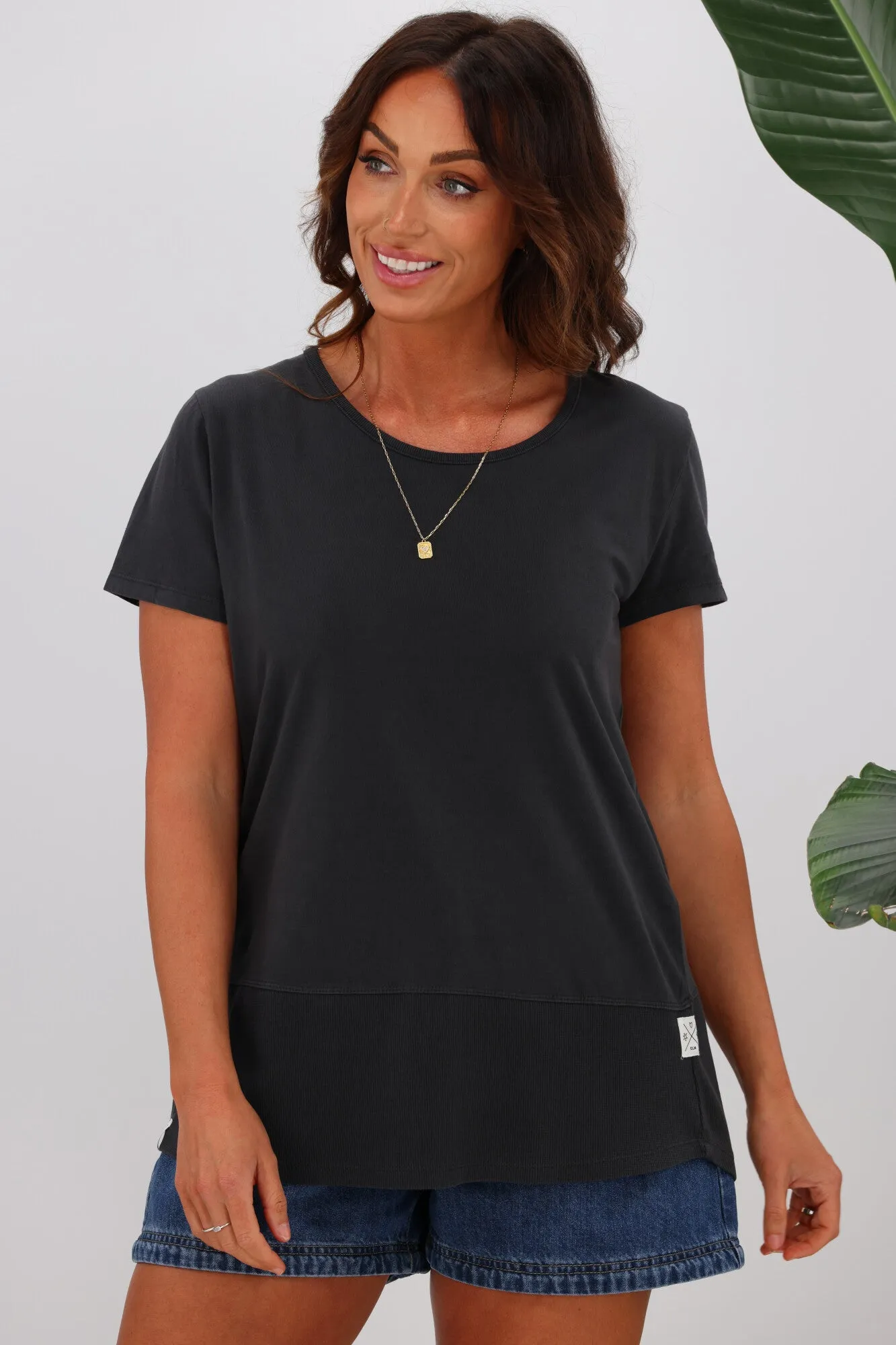 Elm Fundamental Rib S/S Tee Washed Black