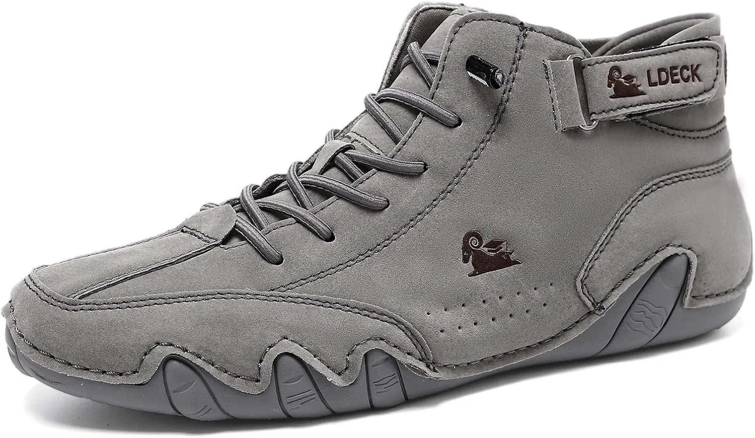 FAIRSOMA Men's High Top Handmade Slip-on Chukka Boots Explorer Waterproof Lightweight Outdoor Shoes for Hiking Camping & Driving All Season Suede Flat Sneakers