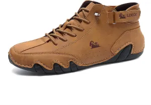 FAIRSOMA Men's High Top Handmade Slip-on Chukka Boots Explorer Waterproof Lightweight Outdoor Shoes for Hiking Camping & Driving All Season Suede Flat Sneakers