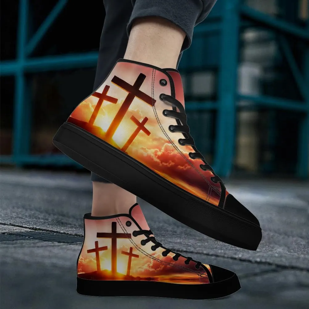 Faith Shoes for Men Women Faith Over Fear High Top Canvas Sneakers Lace Up Casual Walking Shoes Gifts for Dad Mom