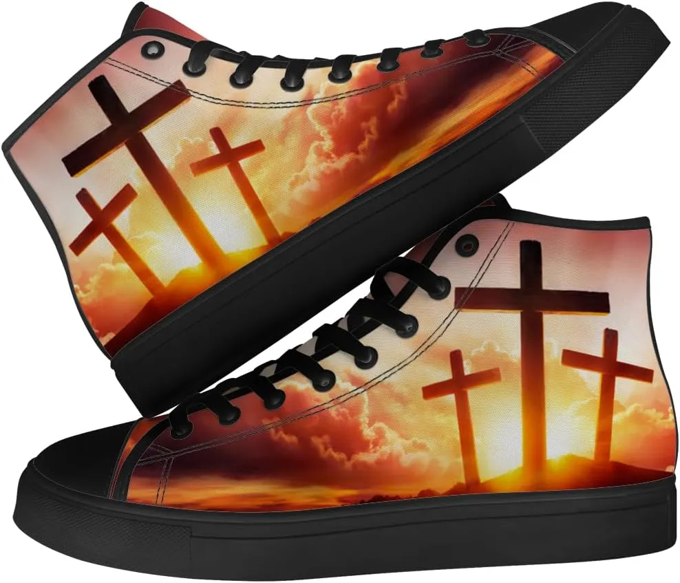 Faith Shoes for Men Women Faith Over Fear High Top Canvas Sneakers Lace Up Casual Walking Shoes Gifts for Dad Mom