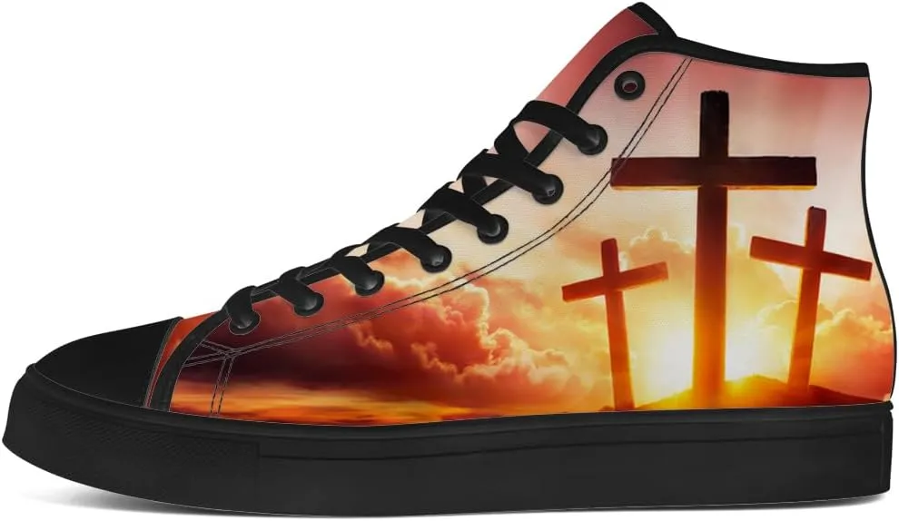 Faith Shoes for Men Women Faith Over Fear High Top Canvas Sneakers Lace Up Casual Walking Shoes Gifts for Dad Mom
