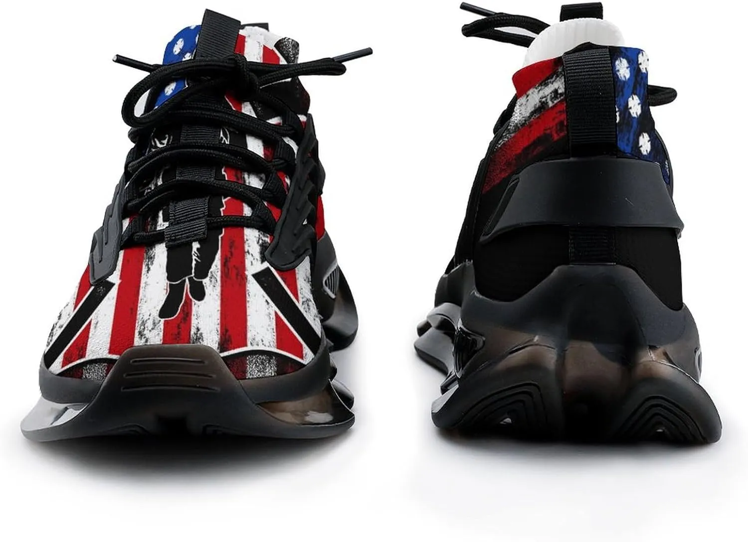 Firefighter Flag Walking Shoes for Men Lightweight Tennis Fashion Elastic Sports Shoes Cushion Basketball Shoes