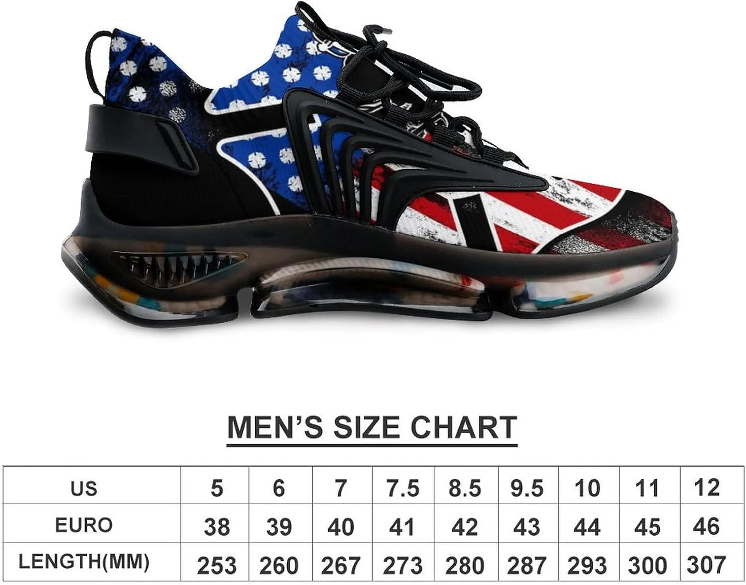 Firefighter Flag Walking Shoes for Men Lightweight Tennis Fashion Elastic Sports Shoes Cushion Basketball Shoes