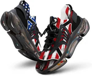 Firefighter Flag Walking Shoes for Men Lightweight Tennis Fashion Elastic Sports Shoes Cushion Basketball Shoes