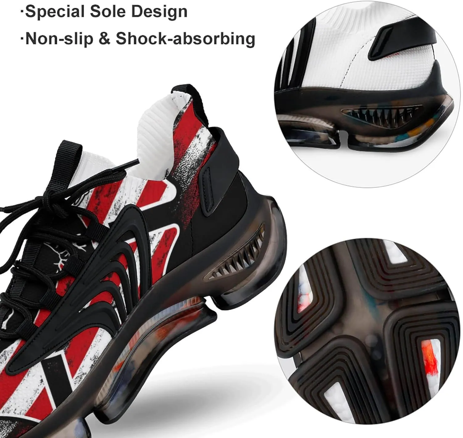 Firefighter Flag Walking Shoes for Men Lightweight Tennis Fashion Elastic Sports Shoes Cushion Basketball Shoes