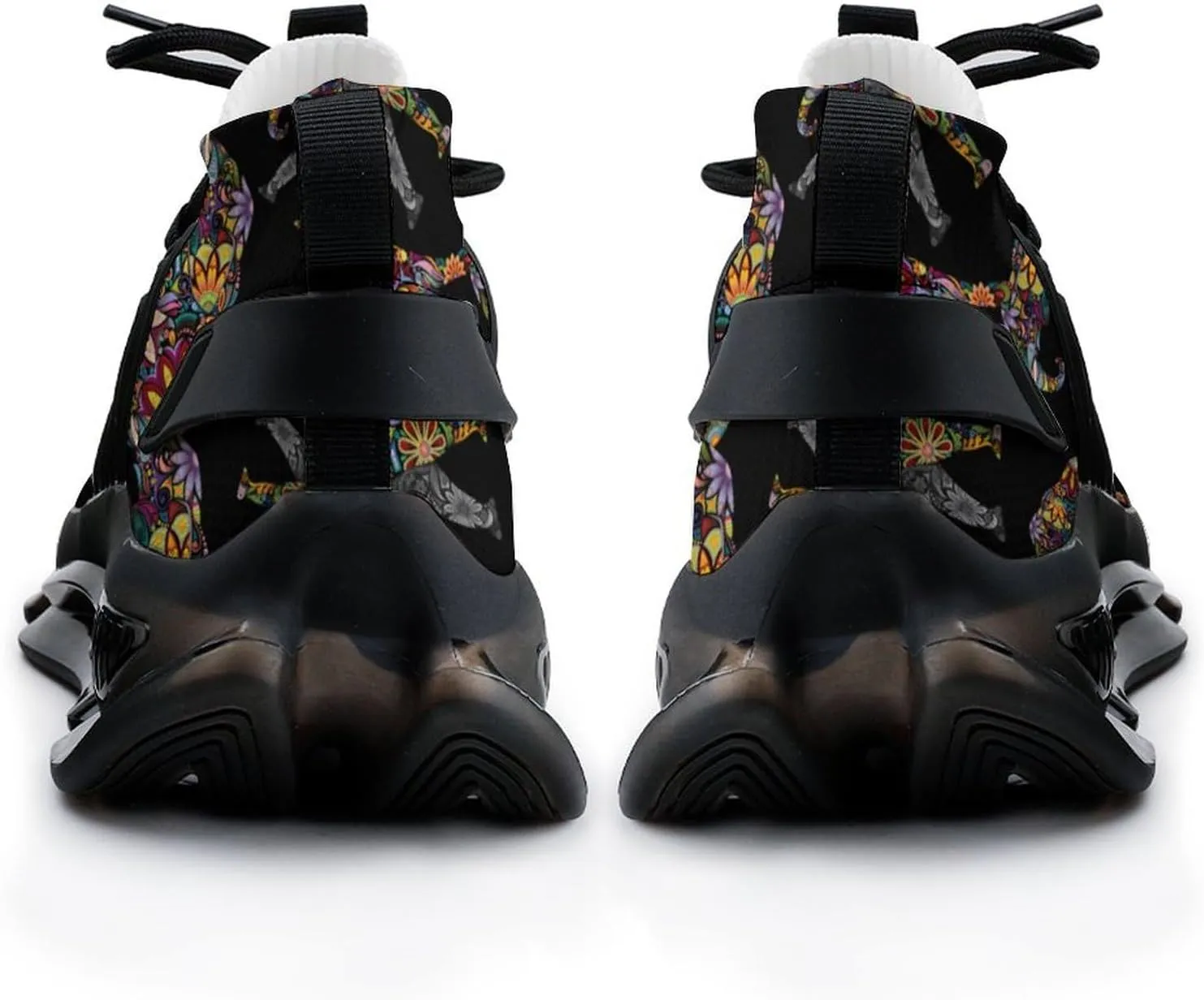 Floral Elephant Walking Shoes for Men Lightweight Tennis Fashion Elastic Sports Shoes Cushion Basketball Shoes