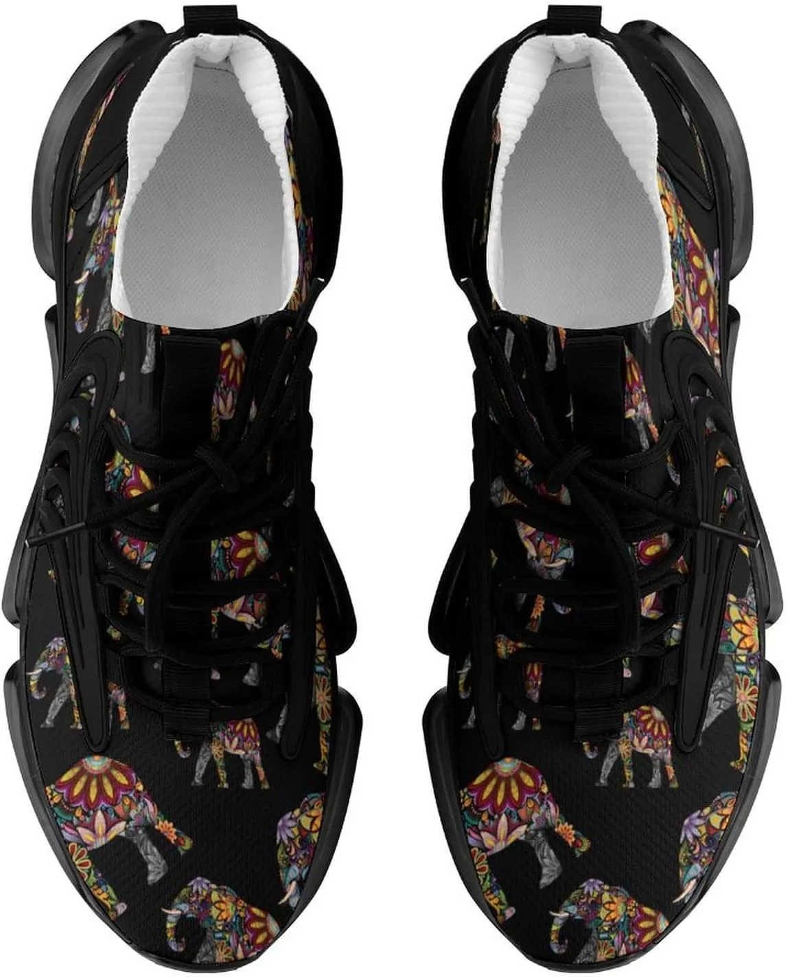 Floral Elephant Walking Shoes for Men Lightweight Tennis Fashion Elastic Sports Shoes Cushion Basketball Shoes