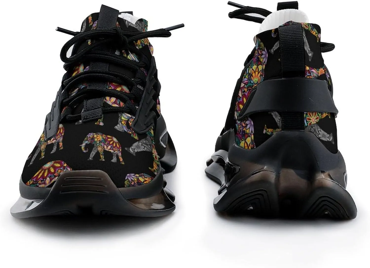 Floral Elephant Walking Shoes for Men Lightweight Tennis Fashion Elastic Sports Shoes Cushion Basketball Shoes