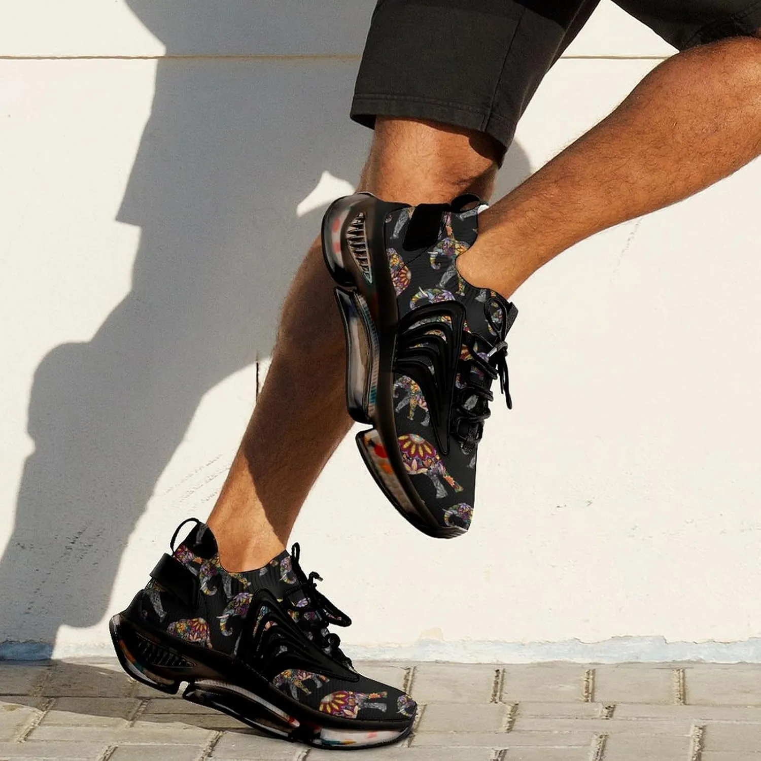 Floral Elephant Walking Shoes for Men Lightweight Tennis Fashion Elastic Sports Shoes Cushion Basketball Shoes