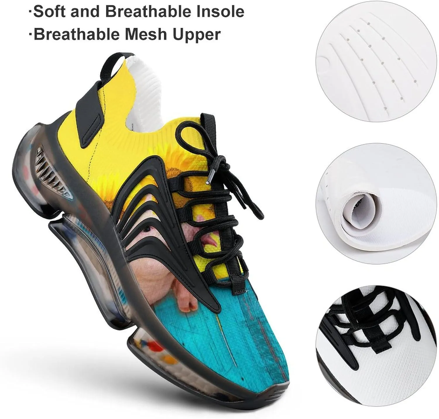 Funny Hanging on A Fence Walking Shoes for Men Lightweight Tennis Fashion Elastic Sports Shoes Cushion Basketball Shoes