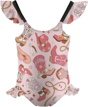 Girls One Piece Swimsuit Sea Jellyfish Starfish Bathing Suit Soft Swimwear for Size 6-12T