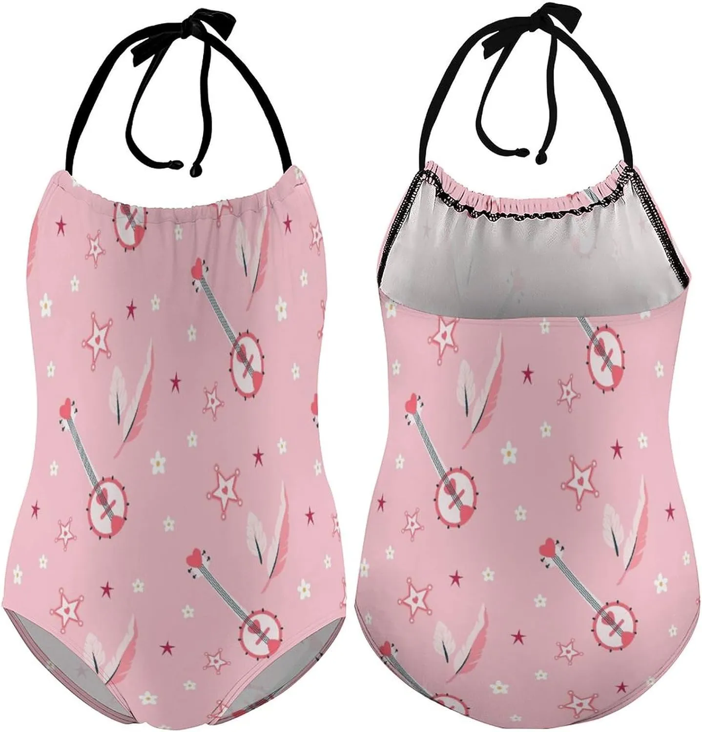 Girls One-Piece Swimwear Cowgirl Boots Western Wild Tie-Shoulder Quick Dry Sleeveless Bathing Suits for Beach Pool
