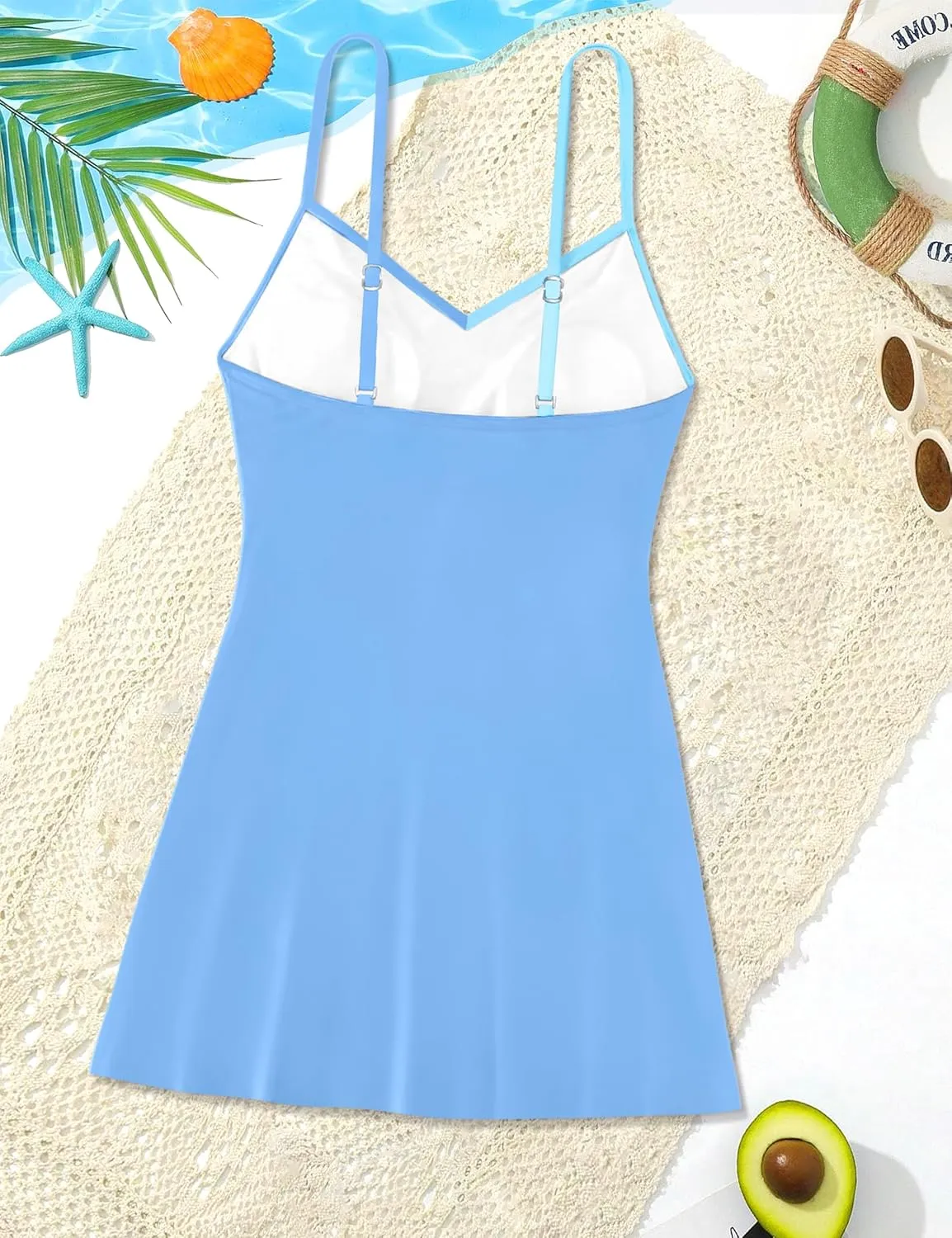 Girls Swimsuits One Piece Swimsuit Color Block Swim Dress V Neck Bathing Suit Quick Dry Swimwear 7-14Y