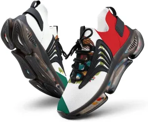 Grunge Mexico Flag Walking Shoes for Men Lightweight Tennis Fashion Elastic Sports Shoes Cushion Basketball Shoes