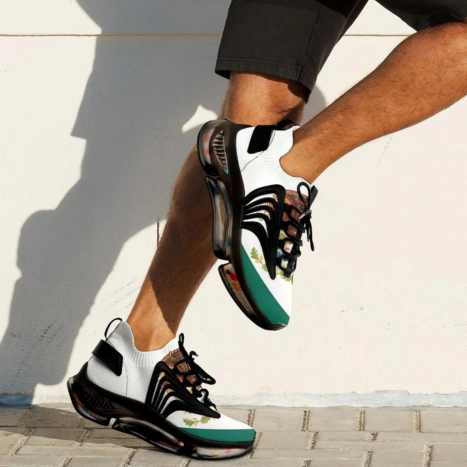 Grunge Mexico Flag Walking Shoes for Men Lightweight Tennis Fashion Elastic Sports Shoes Cushion Basketball Shoes