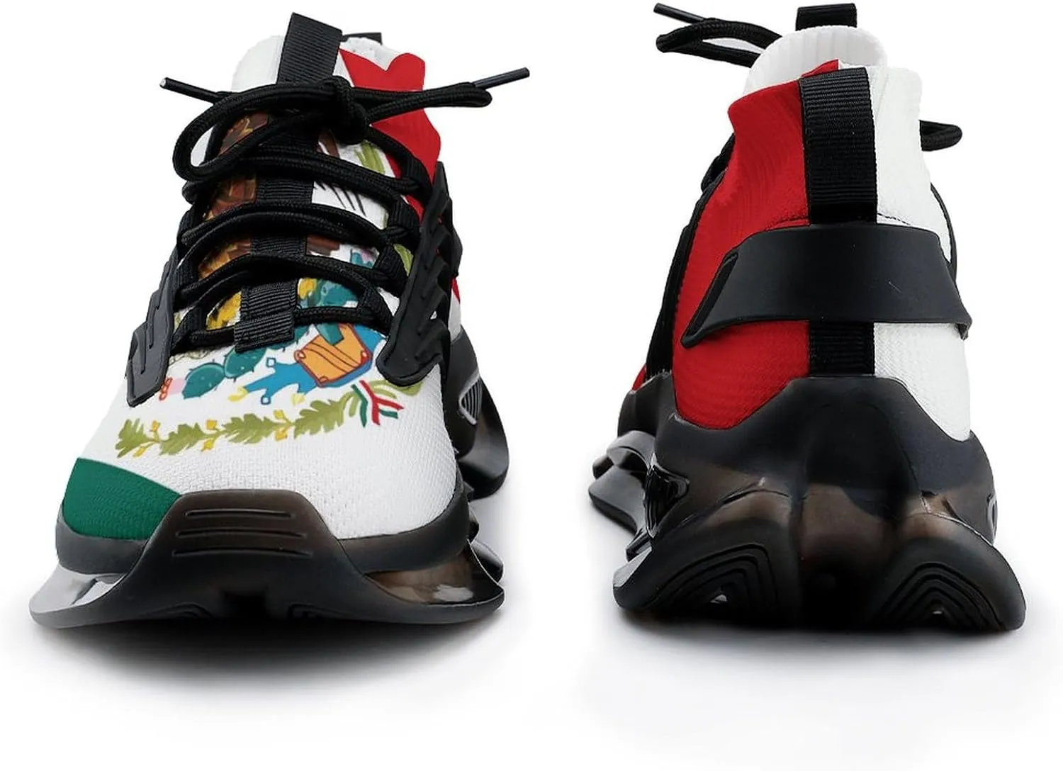 Grunge Mexico Flag Walking Shoes for Men Lightweight Tennis Fashion Elastic Sports Shoes Cushion Basketball Shoes