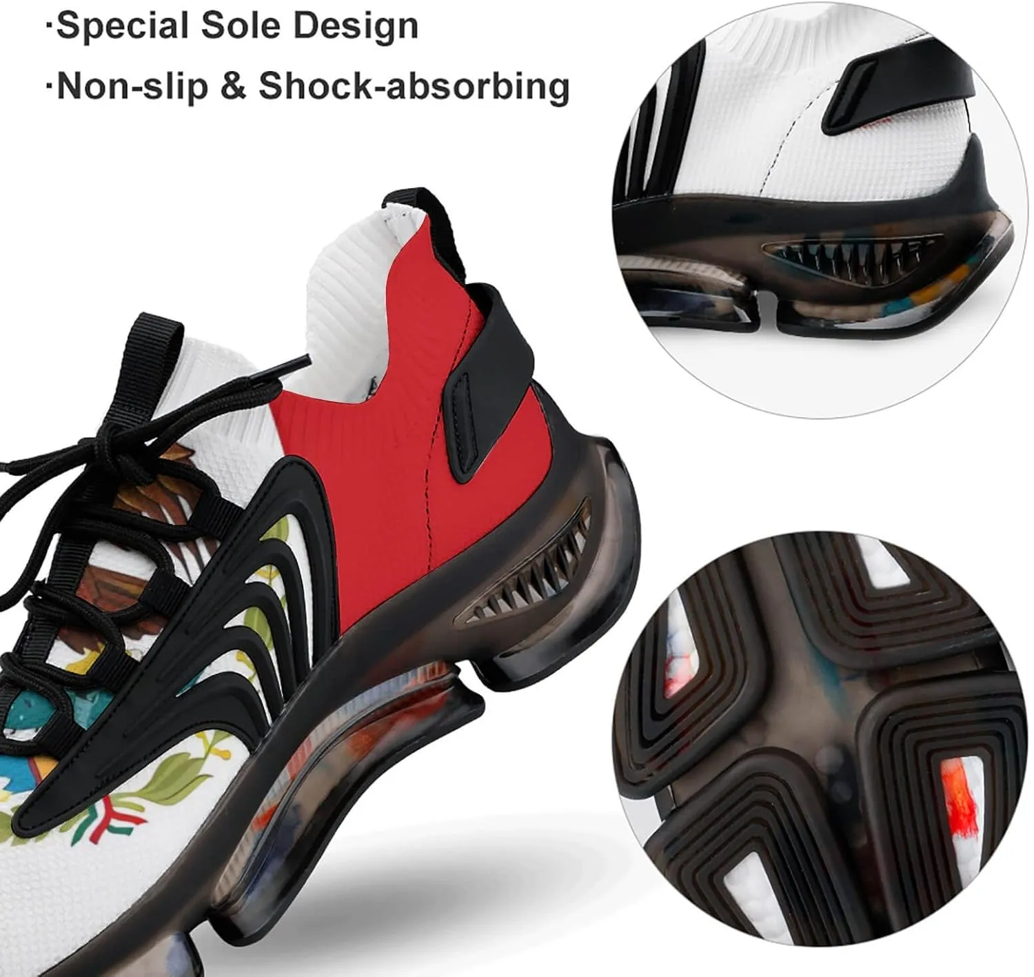 Grunge Mexico Flag Walking Shoes for Men Lightweight Tennis Fashion Elastic Sports Shoes Cushion Basketball Shoes