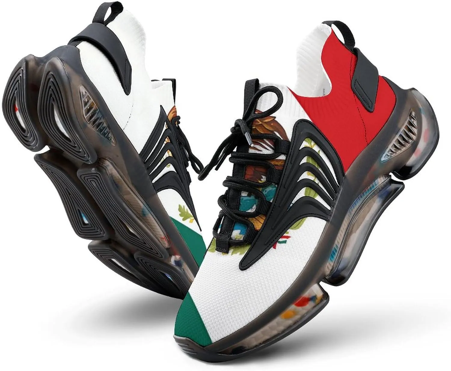 Grunge Mexico Flag Walking Shoes for Men Lightweight Tennis Fashion Elastic Sports Shoes Cushion Basketball Shoes