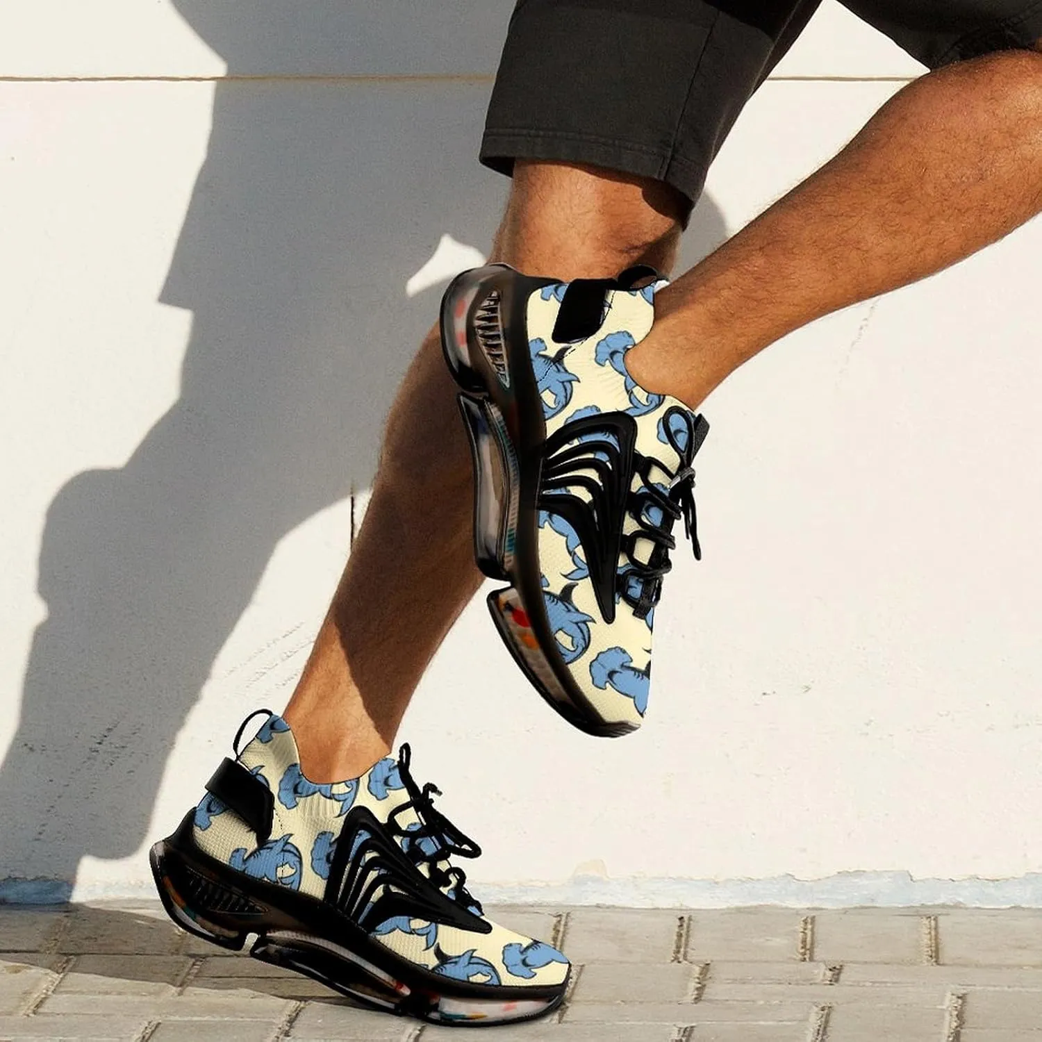 Hammerhead Shark Pattern Walking Shoes for Men Lightweight Tennis Fashion Elastic Sports Shoes Cushion Basketball Shoes