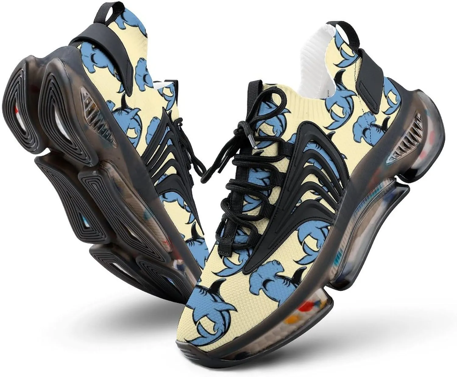 Hammerhead Shark Pattern Walking Shoes for Men Lightweight Tennis Fashion Elastic Sports Shoes Cushion Basketball Shoes