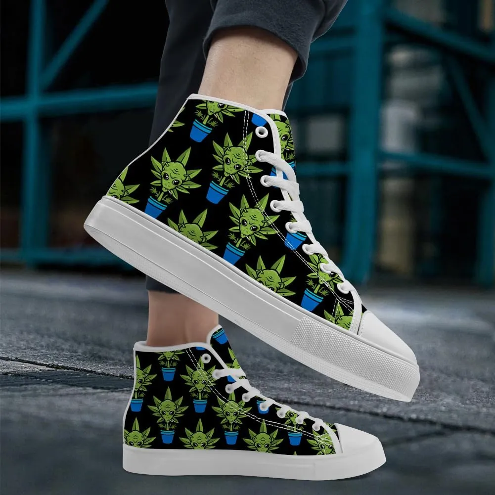 High Shoes for Men Women Alien High Top Canvas Sneakers Lace Up Casual Walking Shoes Gifts for Boys Girls