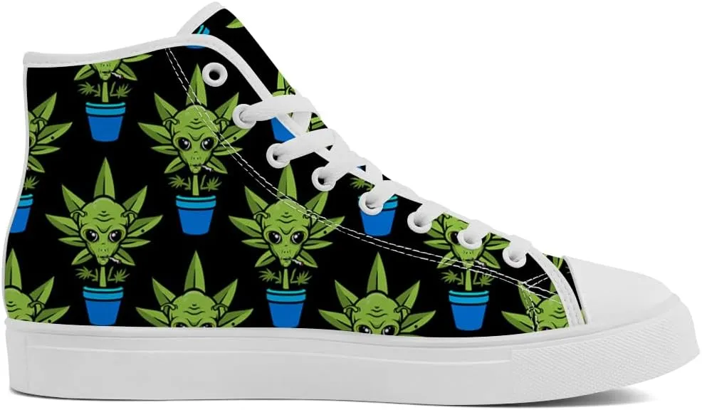 High Shoes for Men Women Alien High Top Canvas Sneakers Lace Up Casual Walking Shoes Gifts for Boys Girls