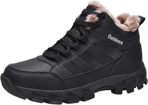 Hiking Boots for Teen Boys, Waterproof Fuzzy Boots Waterproof Lace to Toe Boots Winter Work Boots for Men Womens Work Boots