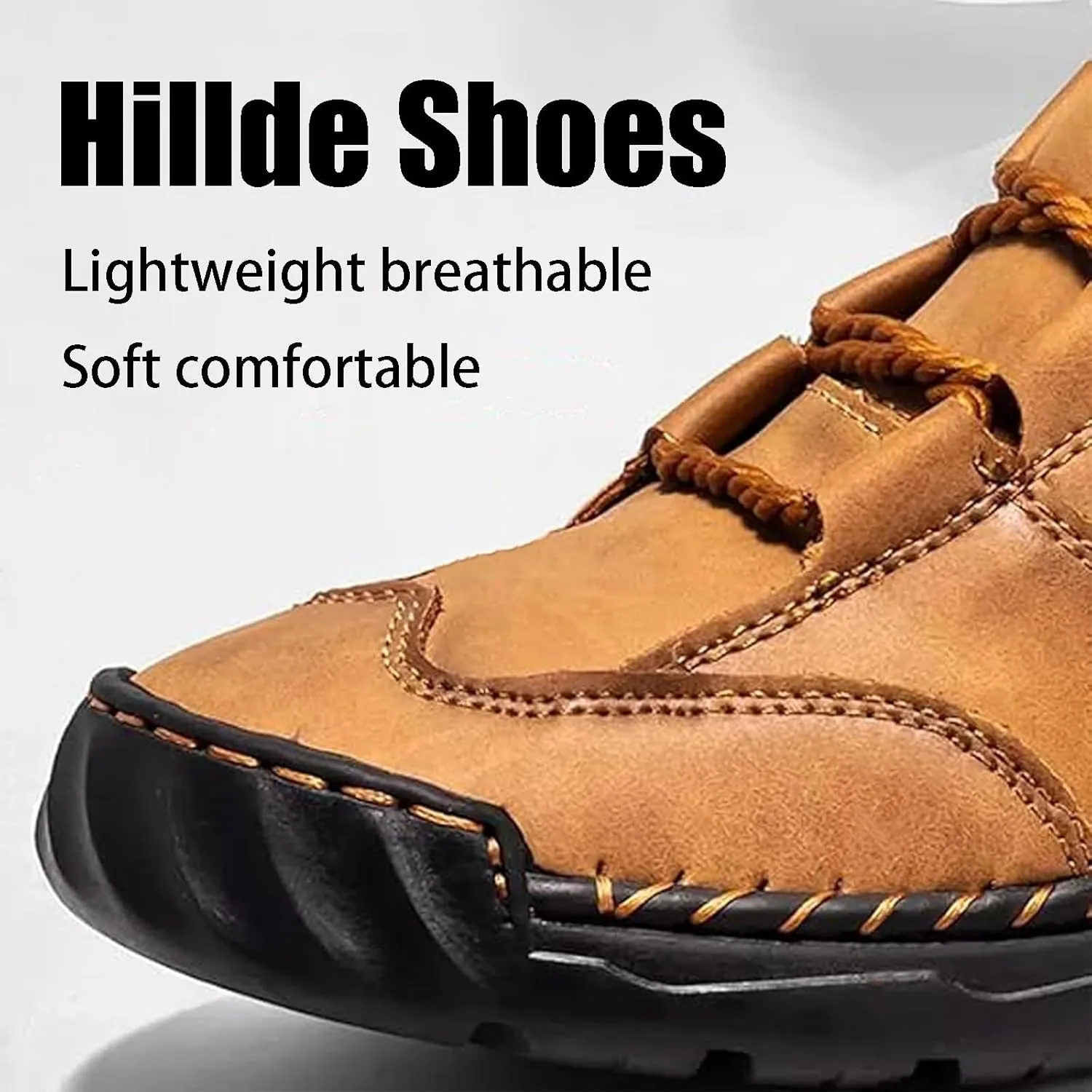 Hillde Shoes, Hillde Mens Shoes, Hillde Boots Men's Casual Leather Fashion Sneakers Ankle Chukka Boots Handmade Mid-top Non-Slip Walking Driving Shoes(Black,US 12)