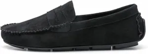 HOOENG Driving Moccasins Loafer Shoes for Men Genuine Leather Round Toe Suede Vamp Penny Loafer Flat Heel Lightweight Resistant Anti-Slip Flexible Driving