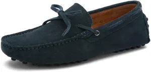 HOOENG Shoes Smoking Loafer for Men Boat Shoes Genuine Leather Stitching Details Round Toe Suede Vamp Lightweight Flat Heel Flexible Anti-Slip Casual (Color : Dark Green, Size : 10)