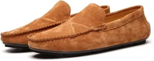 HOOENG Smoking Loafer for Men Faux Leather Stitching Details Suede Vamp Rubber Sole Anti-Slip Flat Heel Flexible Resistant Lightweight Outdoor Slip On (Color : Orange, Size : 9)