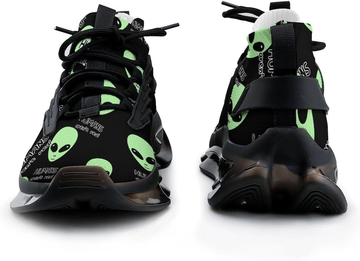 Humans Aren`t Real, Alien Walking Shoes for Men Lightweight Tennis Fashion Elastic Sports Shoes Cushion Basketball Shoes