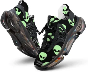 Humans Aren`t Real, Alien Walking Shoes for Men Lightweight Tennis Fashion Elastic Sports Shoes Cushion Basketball Shoes