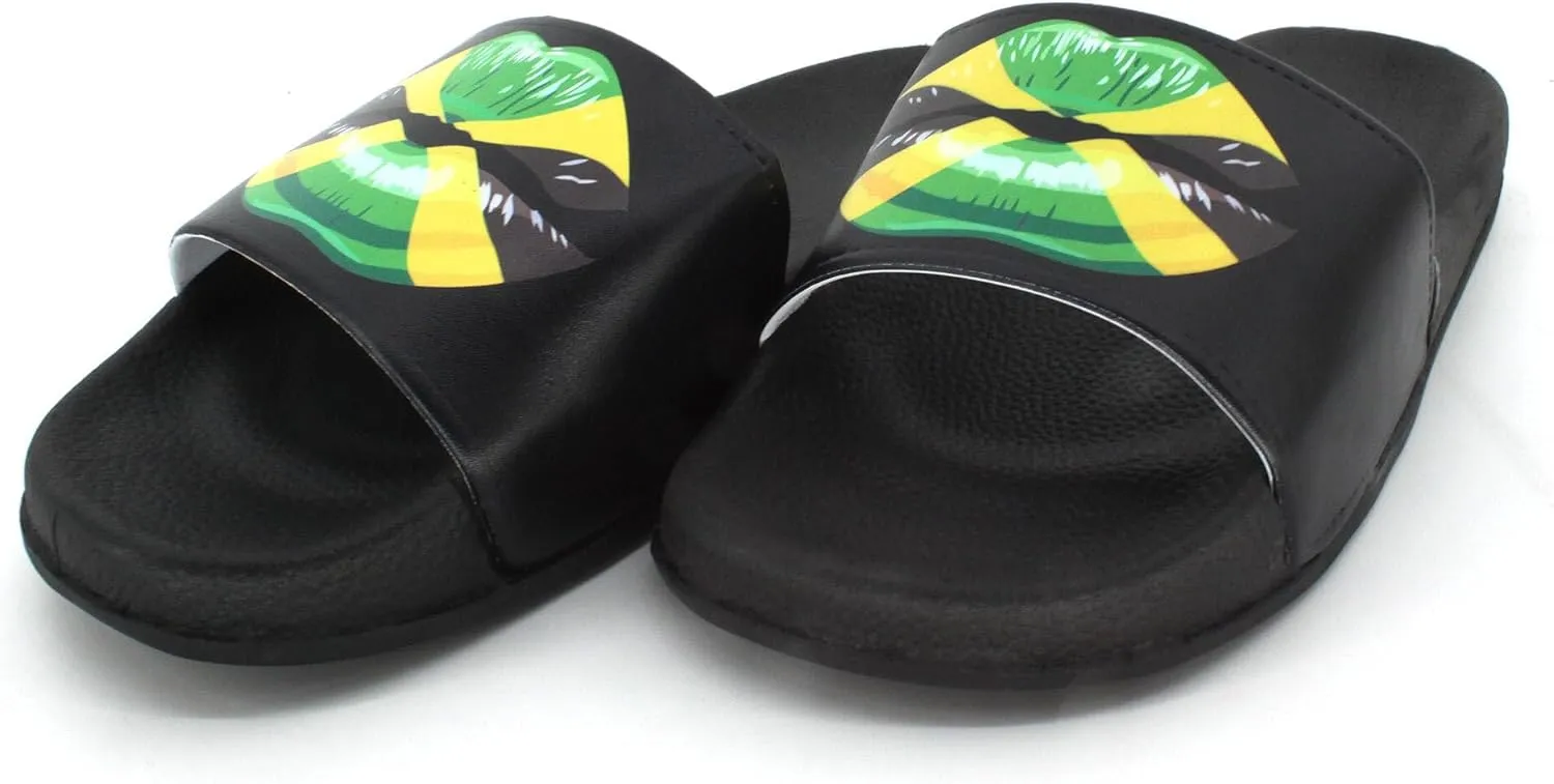 Jamaican Rasta Reggae RGY Caribbean Slippers Sandals for Women and Men Sandals Open Toe Soft Cushioned Non-Slip for Indoor & Outdoor