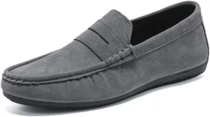 JIADELI Mens Loafers Shoe Suede Vamp Moe-Toe Penny Loafers Stitching Details Lightweight Flexible Resistant Casual Wedding Slip On