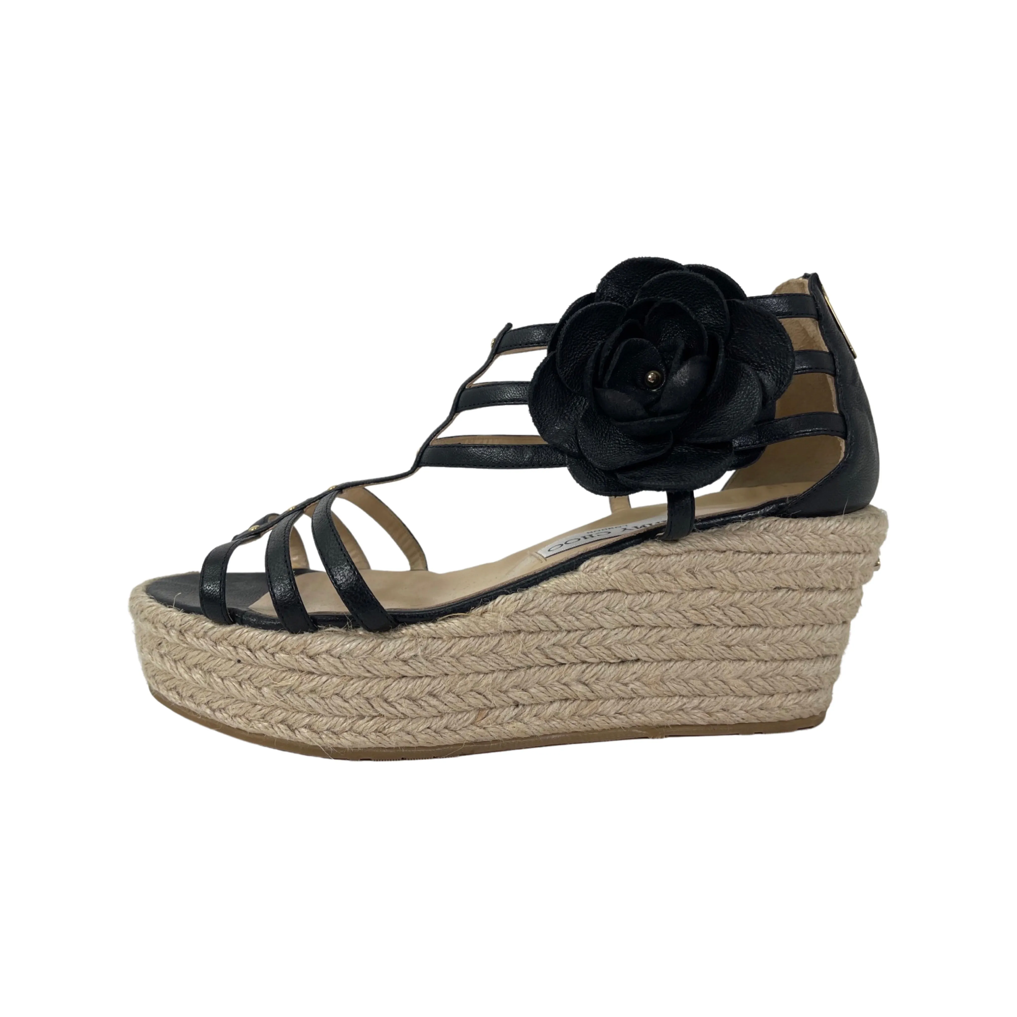 Jimmy Choo Leather Wedge Strappy Sandals (Size 39)