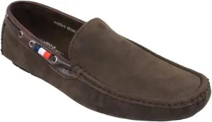 J's Awake Men Casual Shoes Comfort Driving Moccasin Slip On Driver Loafers WARREN-01 Brown Suede 7.5