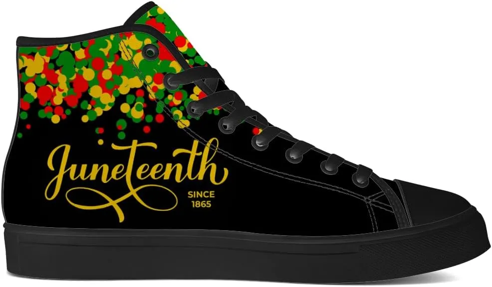 Juneteenth Shoes for Men Women Black Month History High Top Canvas Sneakers Lace Up Casual Walking Shoes Gifts for Dad Mom
