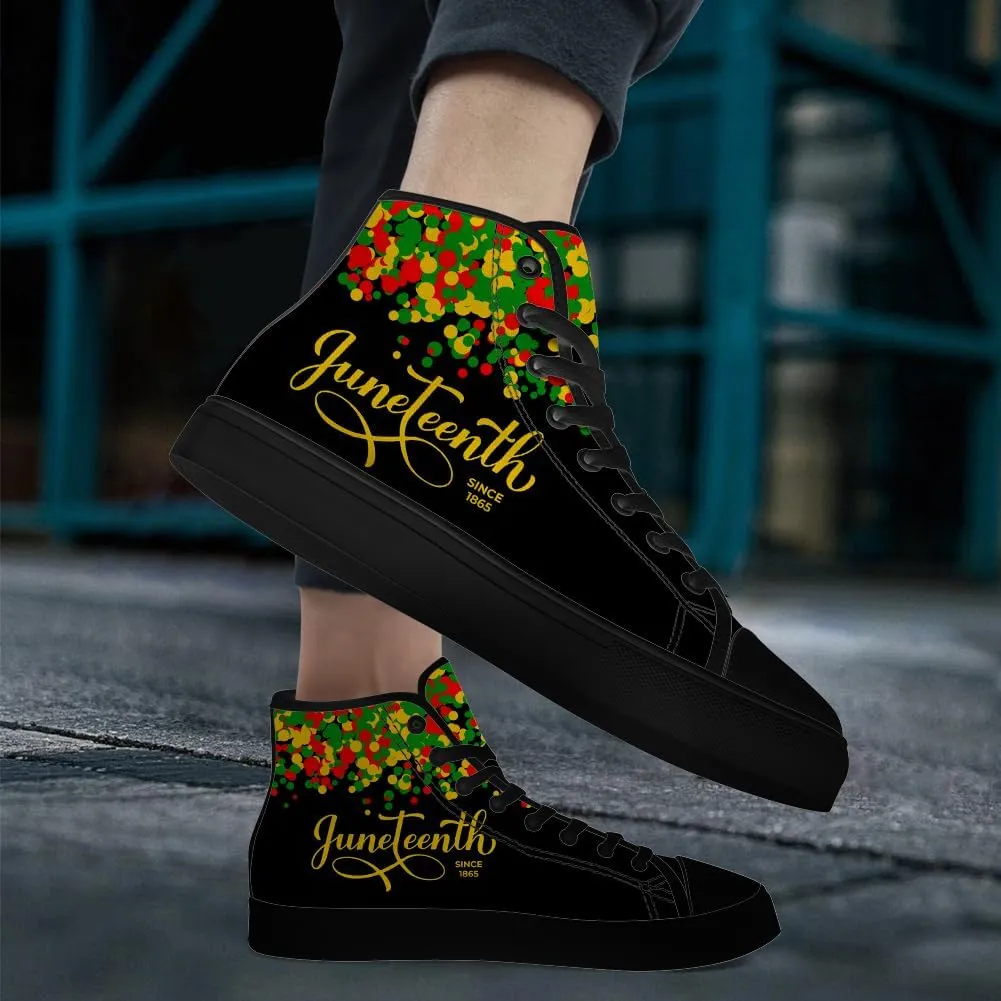 Juneteenth Shoes for Men Women Black Month History High Top Canvas Sneakers Lace Up Casual Walking Shoes Gifts for Dad Mom