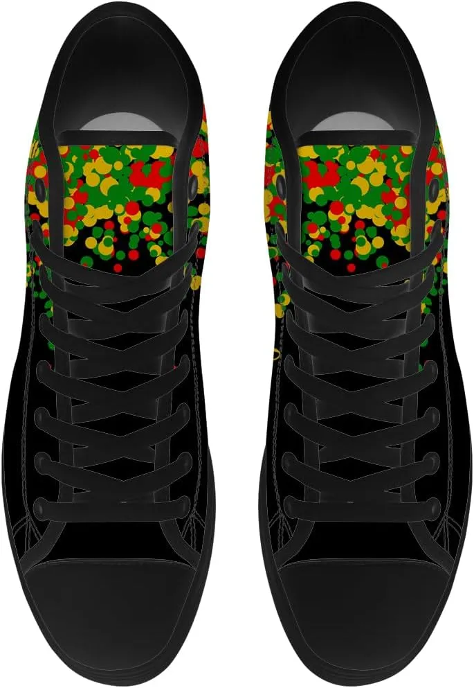 Juneteenth Shoes for Men Women Black Month History High Top Canvas Sneakers Lace Up Casual Walking Shoes Gifts for Dad Mom