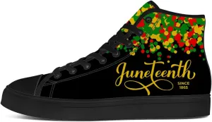 Juneteenth Shoes for Men Women Black Month History High Top Canvas Sneakers Lace Up Casual Walking Shoes Gifts for Dad Mom