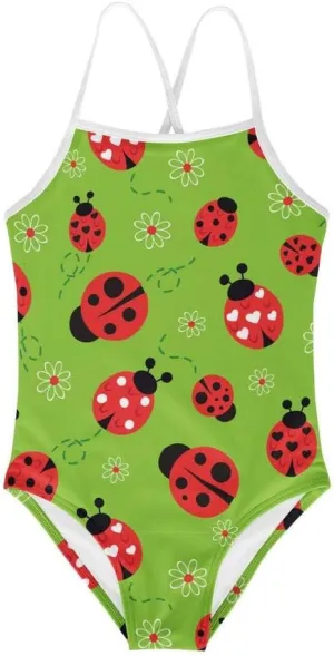KiuLoam Penguins Group Girls One-Piece Swimsuit Quick Dry Beach Swim Bathing Suit for 3-8 Years Little Girls