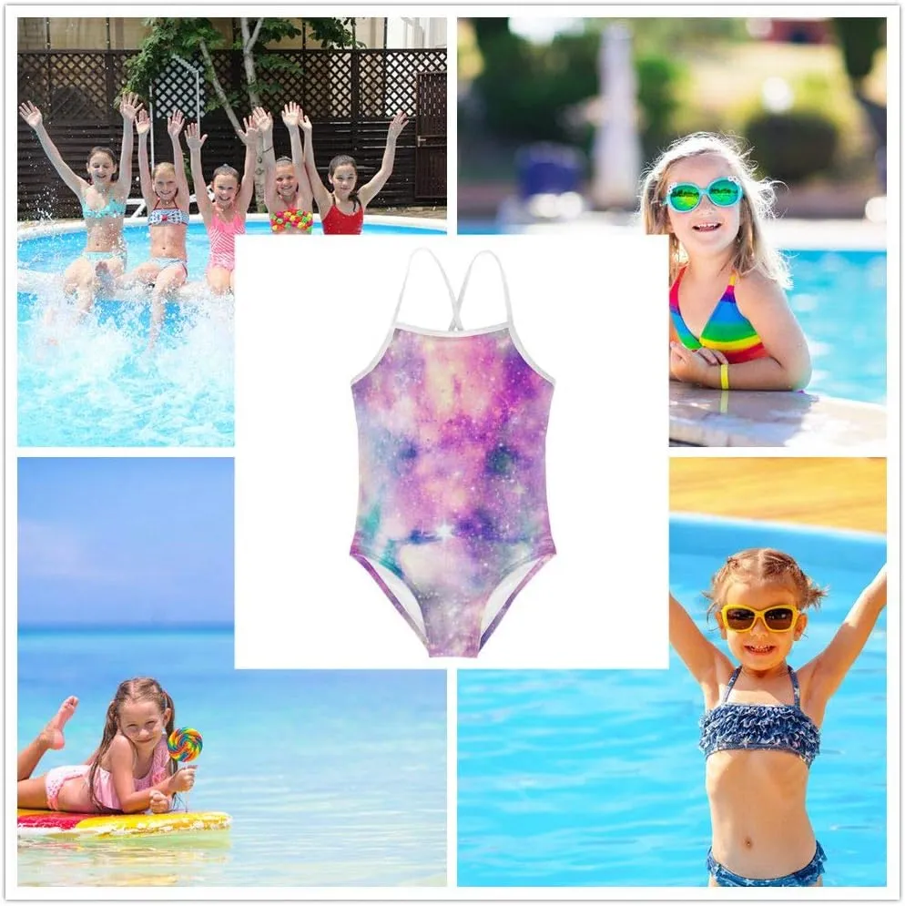 KiuLoam Penguins Group Girls One-Piece Swimsuit Quick Dry Beach Swim Bathing Suit for 3-8 Years Little Girls