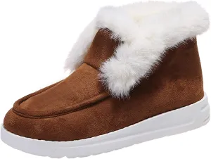 Ladmiple Snow Boots For Women Slip On Winter Boots Fur Lined Cold Weather Warm Ankle Booties Comfort Outdoor Walking Shoes