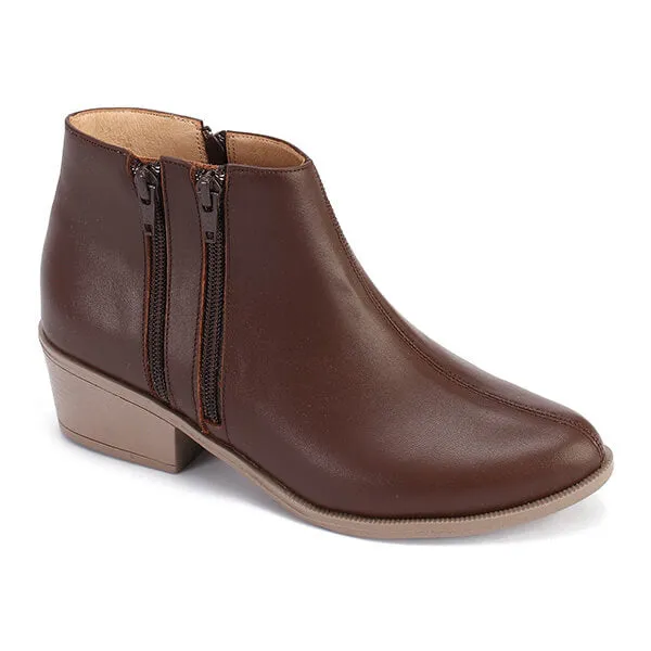 Leather Ankle Boots with Double Zippers