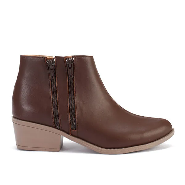 Leather Ankle Boots with Double Zippers