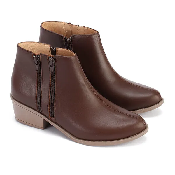 Leather Ankle Boots with Double Zippers